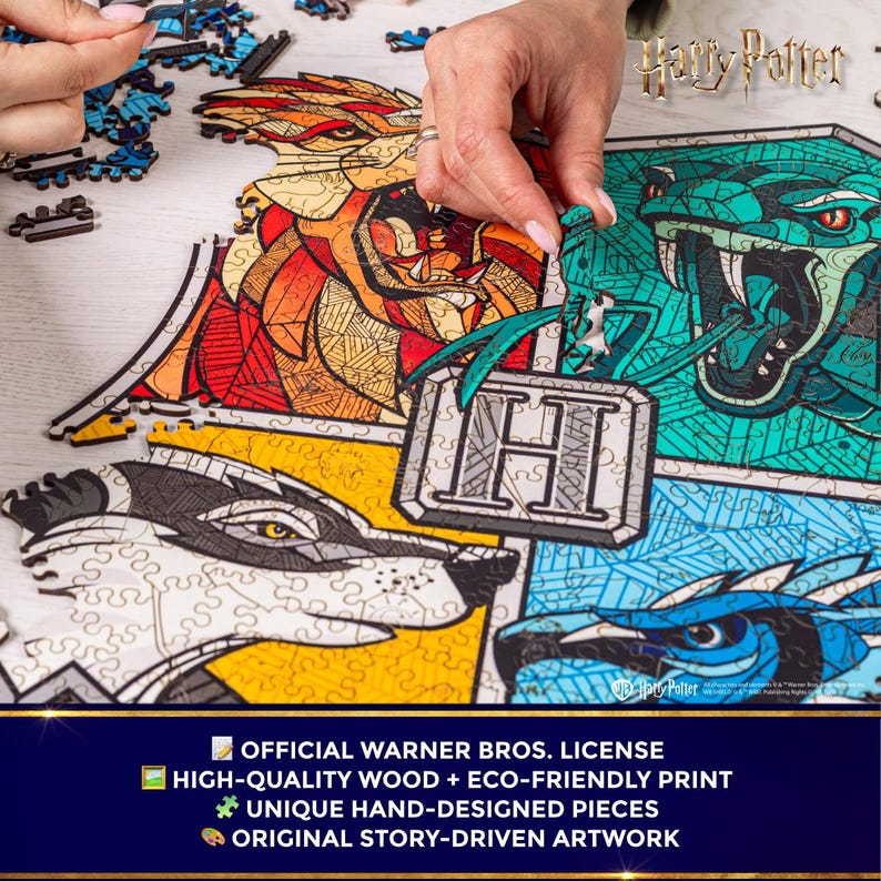 Gift for Potterhead - Licensed Wooden Jigsaw Puzzle, Harry Potter gifts, Hogwarts Puzzle, Harry Potter Puzzle Hogwarts Wall Art, Couple gift image 4