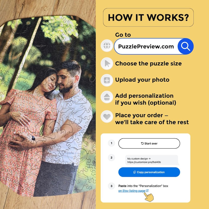 Puzzle personnalisé à partir d'une photo, cadeau personnalisé, puzzle en bois, formes uniques, cadeau d'anniversaire pour lui, elle, cadeau de mariage pour couple image 2