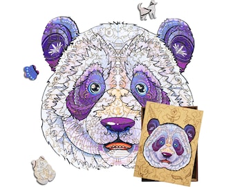 Wooden jigsaw puzzle for adults and kids Panda, Wood puzzle box, 3d Puzzle, Laser cut puzzle, adults mosaic, puzzle gift
