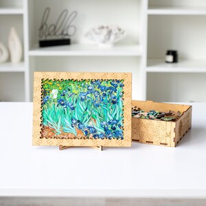 Unique jigsaw puzzle, Irises by Vincent Van Gogh, fine art, perfect gift for puzzle lovers, picture wooden puzzle, art paintings collection