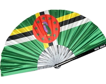 Large Dominica Flag Folding Fan