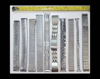 Lot of 10 Metal Broken Watch Bands, Recycled Pieces, Craft Supplies, Assemblage Materials, Etc.