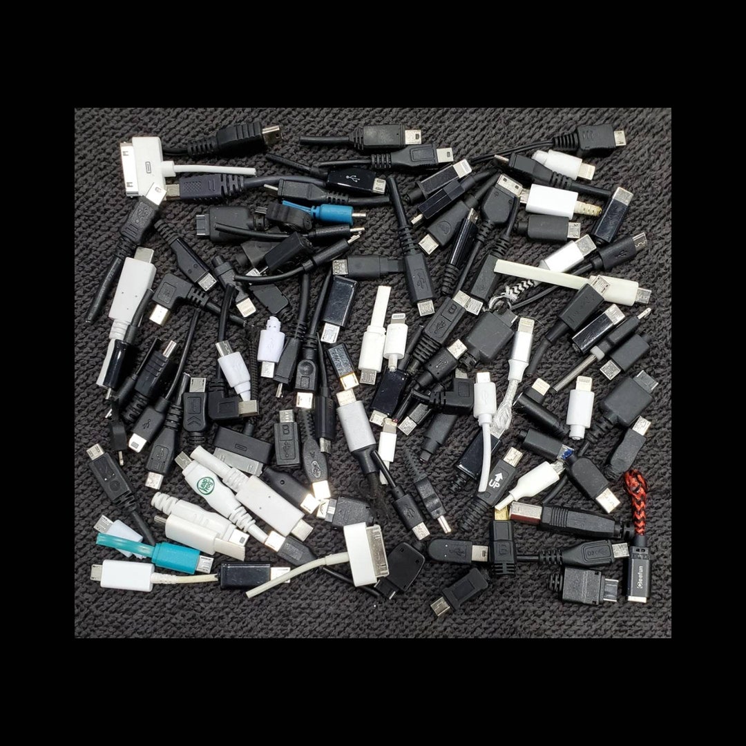 Mixed Lot of Scrap 100 Cords Ends. Craft Supplies, Robot Parts
