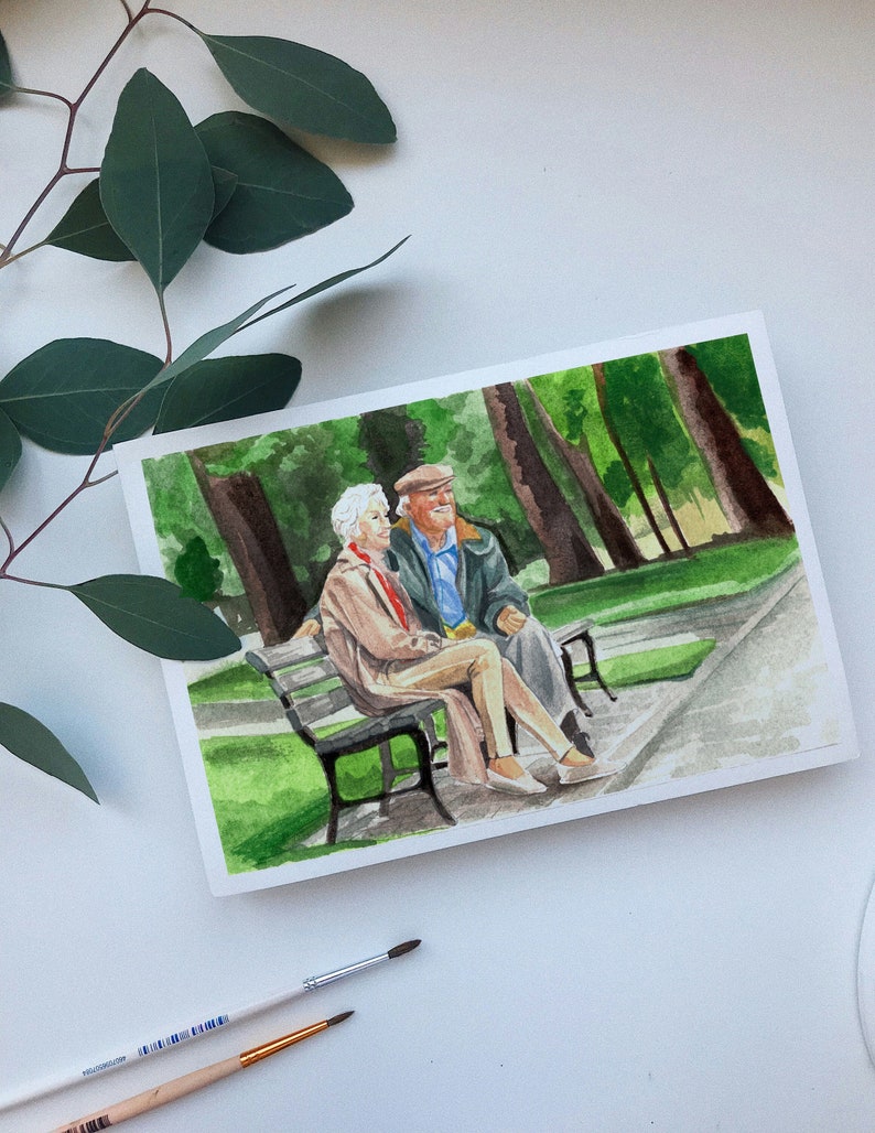 Carte postale aquarelle personnalisée, anniversaire, anniversaires, peinte à la main, carte sur mesure, cadeau pour la famille ou un ami image 1