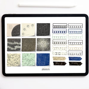 Sterrenbeeld digitale plannerstickers, Stars and Space GoodNotes-stickers, functionele plannerstickers, png-bestand