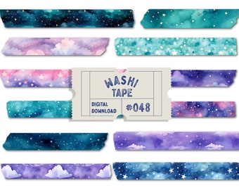 Star Washi Tape, Digital Washi Tape, Starry Night Patterned Washi, Constellation Washis, Galaxy Planner Tapes, Goodnotes PNGs