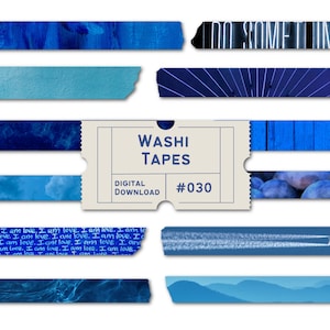 Cintas Washi Azules, Washis Azules, Cintas Washi Digitales, Cintas para Planificadores, PNGs de Goodnotes