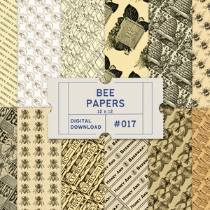 Bee Papers, Digital Paper Pack, Honey Bee Scrapbook Papers, Bee Keeping, Bee Hives , Junk Journal, Scrapbook Papers , Commercial Use OK