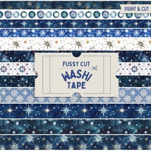 Ruban adhésif Washi flocon de neige à découper, impression de Noël enneigé et ruban adhésif découpé, rubans adhésifs imprimables