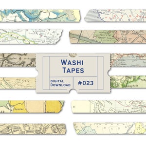 Nastro washi con mappa, nastro washi digitale, nastro washi per diario di viaggio, nastro washi con mappa del mondo, nastri per planner, PNG Goodnotes, set di nastri washi digitali con mappa