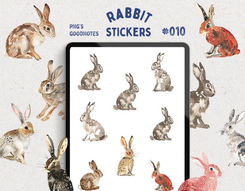 Scrapbook Rabbit Sticker Goodnotes Digital Stickers, Rabbit Stickers Digital Stickerbook ...