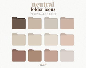 Neutrale bunte Ordnersymbole, Mac-Ordnersymbole, Windows-Ordnersymbole, Boho Muted Desktop-Ordner