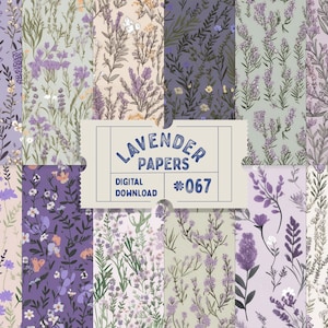 French Lavender 24 patroonpapier, kruidenpapier junk Journal, naadloos patroonpapier, digitaal plakboek