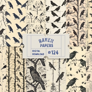 Raafpapier, naadloze patronen met kraaistempels, naadloze patronen Black Bird, plakboekpapier