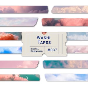 Sky Washi Tape, Cloud Washi, Dromerige Washi, Leuke Washi-clipart, Washi-papier, Digitale stickers, Washi Tape-set, Goodnotes-stickers