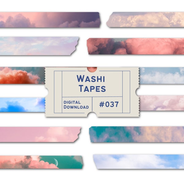 Sky Washi Tape, Cloud Washis, Dreamy Washi, Cute Washi Clipart, Washi Paper, Digital Stickers, Washi Tape Set, Goodnotes Stickers