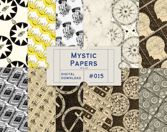 Mystic Papers, Digital Paper Pack, Fortune Teller, Witchcraft, Magical Papers, Scrapbook, Junk Journal, Plague Skulls , Commercial Use OK