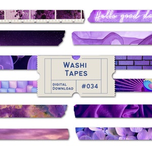 Cintas Washi Moradas, Set de Cintas Washi, Cinta Washi Bonita, Cintas Washi Digitales, Cintas de Planificador Digital, PNGs Washi Goodnotes,