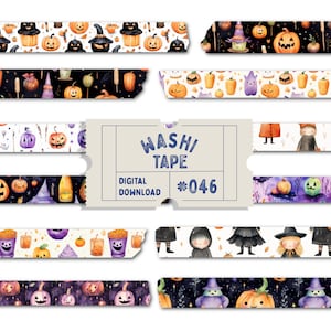 Halloween Washi Tape, Digitales Washi Tape, Süßes oder Saures Washi, Aquarell Kürbis Washis, Planer Tapes