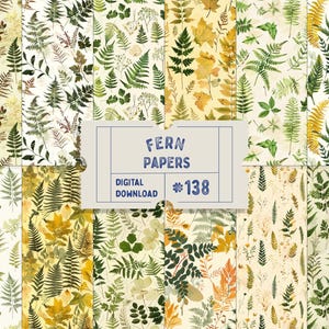 Naadloos papier met varenblad Digitale, botanische ongewenste dagboekpagina's