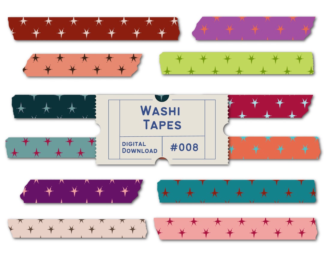 Rainbow Star Washi Tape, Clip Art, Bright Colourful Washis, Paper Pack ...