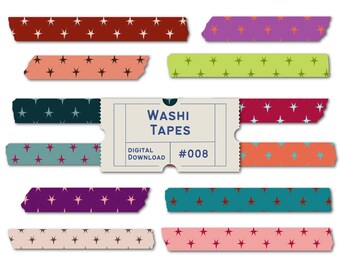 Rainbow Star Washi Tape, Clip Art, Bright Colourful Washis, Paper Pack, Rainbow Washi Tapes, Planner Tapes, Goodnotes PNGs
