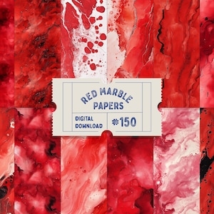 Carta digitale marmo rosso, motivo a fette d'agata, texture marmoree con inchiostro fluido, carta per scrapbooking, diario di scarto, collage effimeri