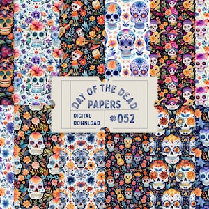 Nahtlose Muster Digitale Papiere Tag der Toten Candy Skulls Halloween Junk Journal