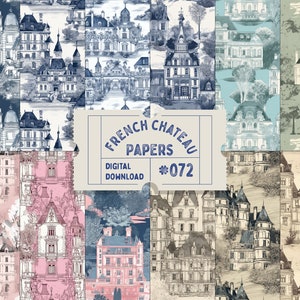 Papéis com padrões de castelo francês, padrões de papel de parede, padrões de tecido sem costura, álbum de recortes digital