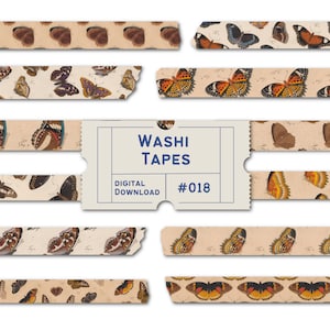 Butterfly Washi Tape, Digital Washi Tape, Cute Patterned Washi, Vintage Washis, Planner Tapes, Goodnotes PNGs