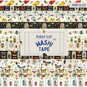 Entomoloog insecten kieskeurig gesneden washitape, washitape met print en gesneden Halloween, afdrukbare washitapes