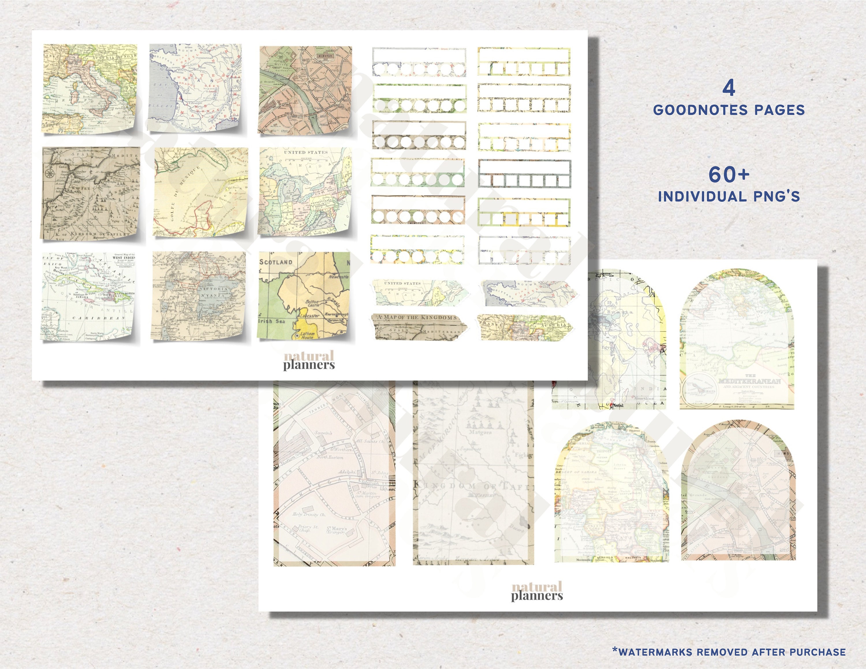 Map Digital Planner Stickers, Vintage Map Goodnotes Stickers, Travel ...