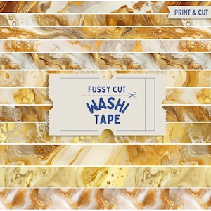 Goudmarmer kieskeurig gesneden washitape, metallic print en gesneden washitape, afdrukbare plannertapes met abstract vloeibaar inkteffect