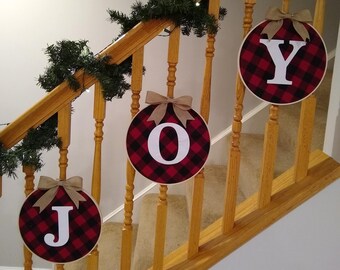 Christmas Decoration Wall Decor For Stairs Buffalo Plaid Christmas Decor Holiday Plaid Decor Modern Farmhouse Style Decor Holiday Art Set