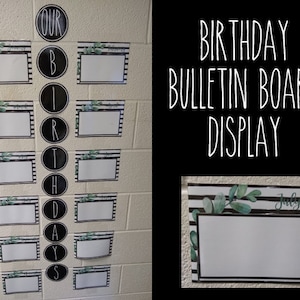 Classroom Farmhouse Decor Black & White Birthday Bulletin Board Display Birthday Sign For Classroom Farmhouse Classroom Birthday Board