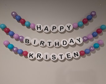 personalized name garland party room decor birthday party custom ts friendship bracelet decor large bead banner happy birthday garland