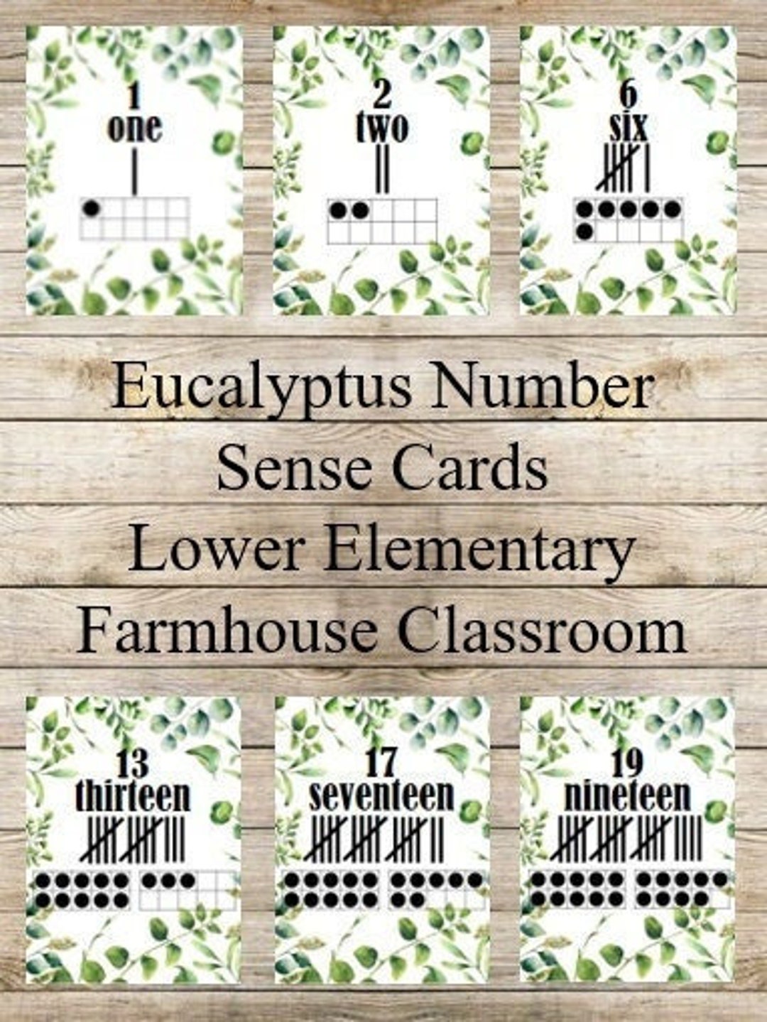 Lower Elementary Number Sense Cards Eucalyptus Classroom Farmhouse