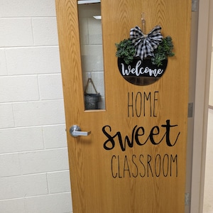Personalized Classroom Welcome Door Hanger Teacher Door Sign Classroom Wreath Farmhouse Classroom Decor Teacher Name Sign Teacher Door Decor