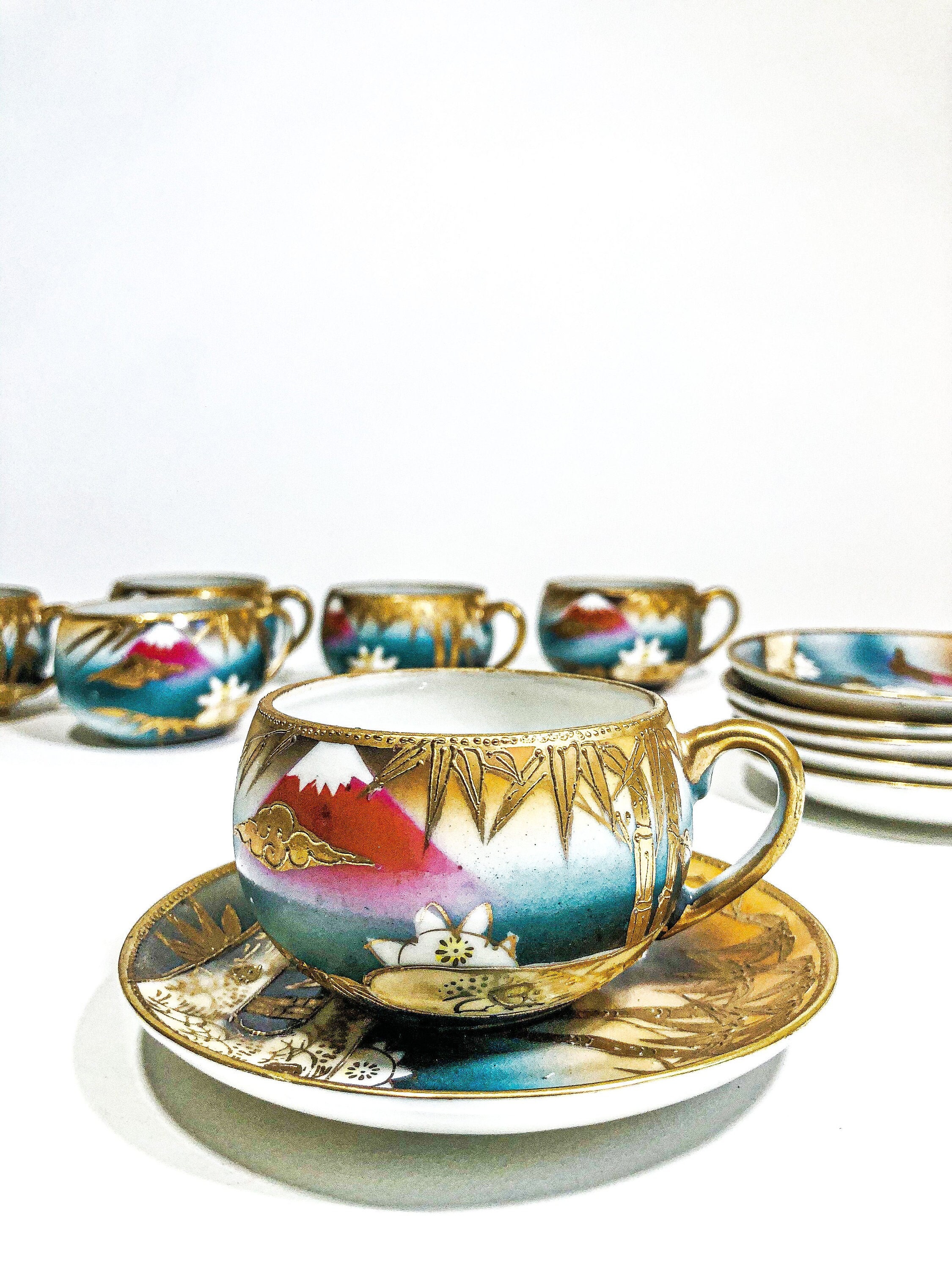 Japanese Set of 6 Tea Cups and Plate Set Made in Japan Etsy