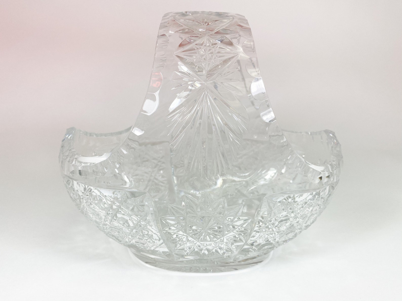 Lead Crystal Basket With Handle Easter Perfection Etsy