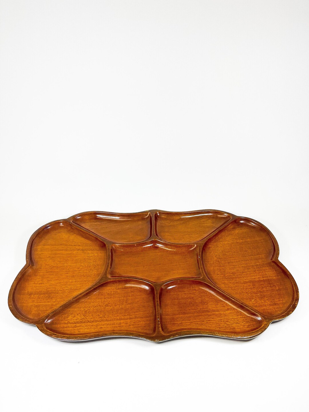 Solid Mahogany Divided Serving Tray Vintage Platter Etsy