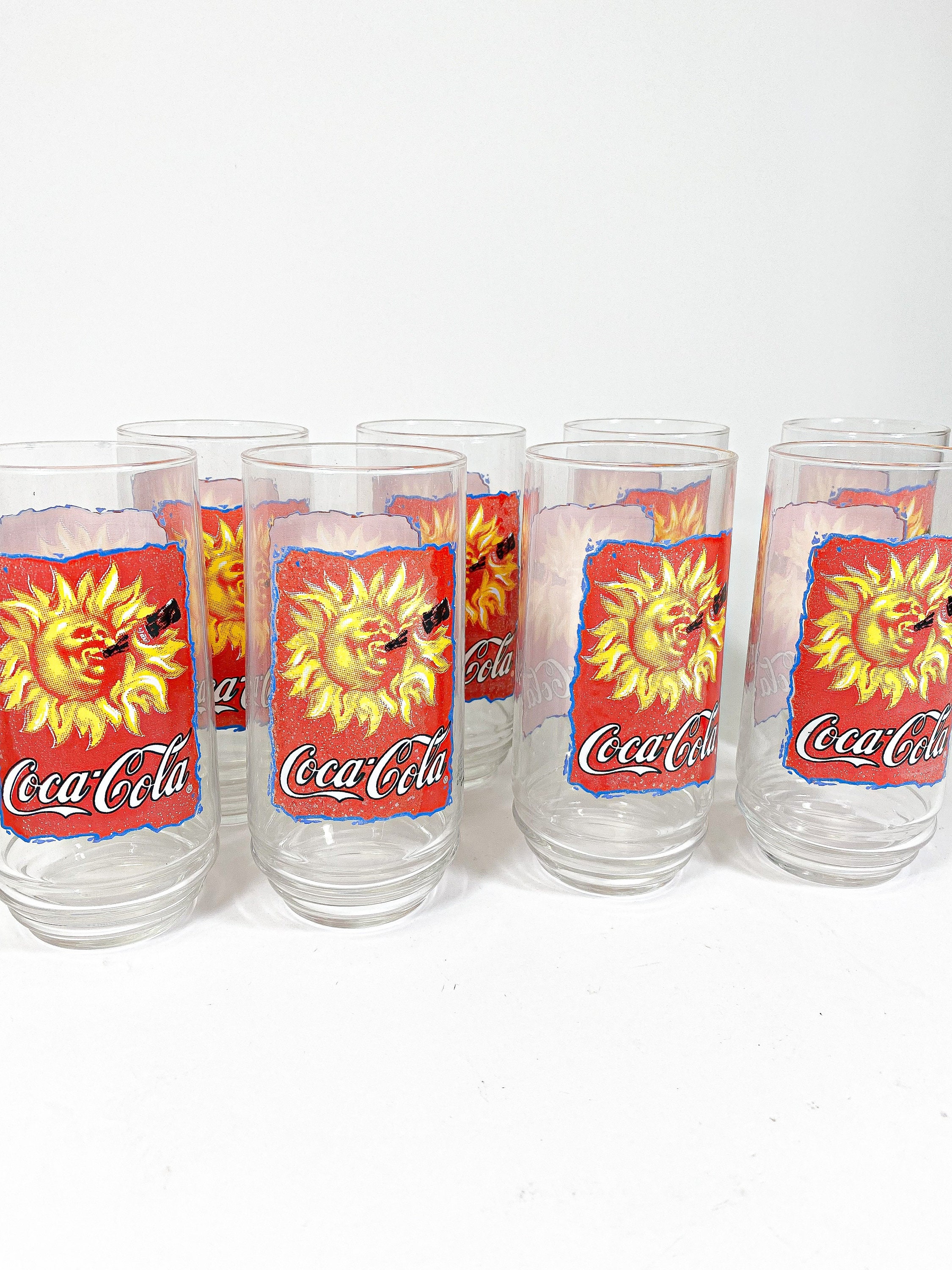 CocaCola Vintage Glass Cup 8 Piece Set W/ Original Box Sun Etsy