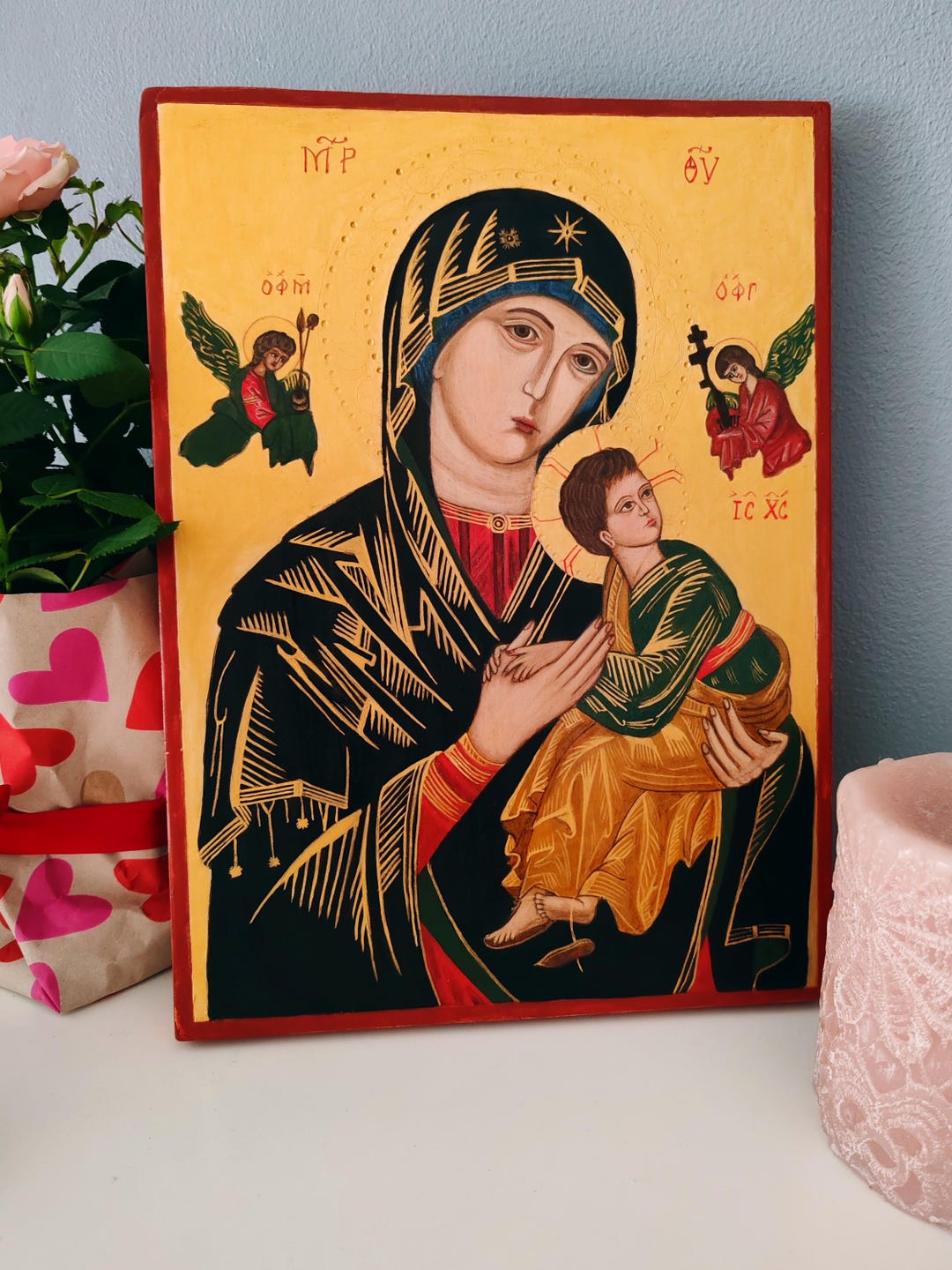 Hand Painted Icon Our Lady of Perpetual Help Christian Wall Art ...
