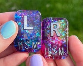 Iridescent Stained Glass Rectangle Xray Markers, 2-3 Initials, Includes Radhesive, Xray Tech Gift