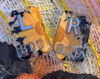 Halloween Flower Xray Markers, Rectangle, 2-3 Initials, Fall Daisy, Xray Tech Gift