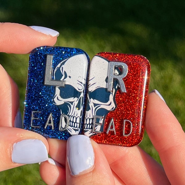 Skull Xray Markers, Glitter, Rectangle, Xray Tech Gift, 2-3 Initials