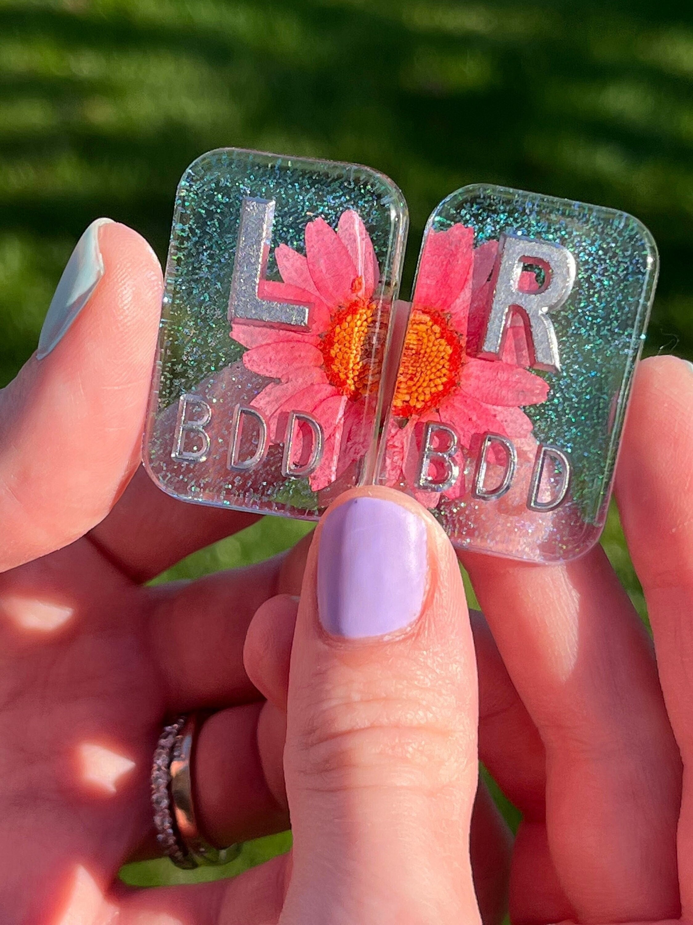 Flower Xray Markers, Rectangle, Glitter, 2-3 Initials, Daisy, Xray Tech Gift