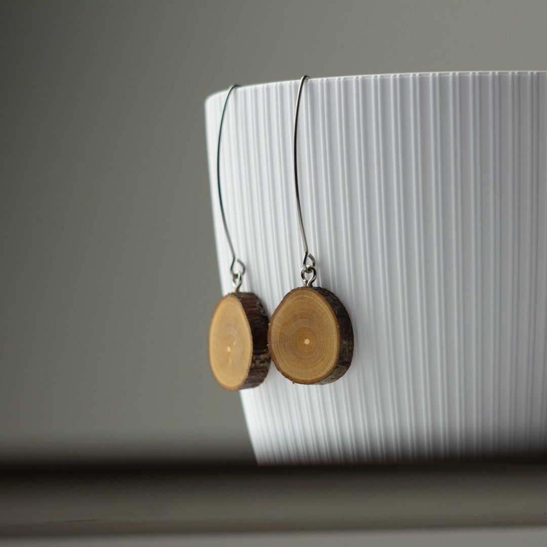 Long Black Wooden Earrings. From a Branch of Wood Etsy