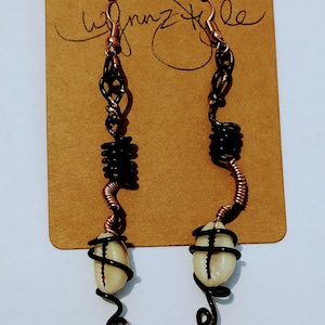 Black Copper & Cowrie Earrings