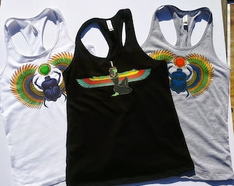 Winged Scarab Beetle Racerback Tank Top - Khepri Design